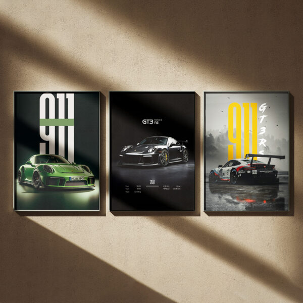 Porsche 911 GT Series – Trio Wall Art Set