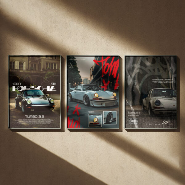 Vintage Porsche 911 - Trio Wall Art Set